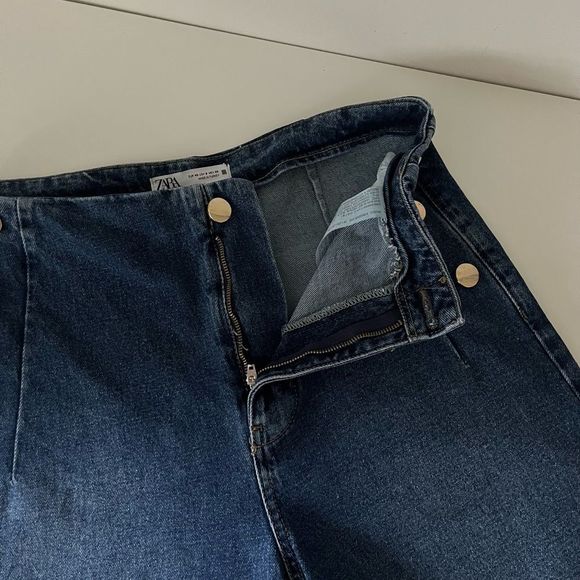 Zara Cropped Z1975 Wide Leg Buttoned - Picture 7 of 10